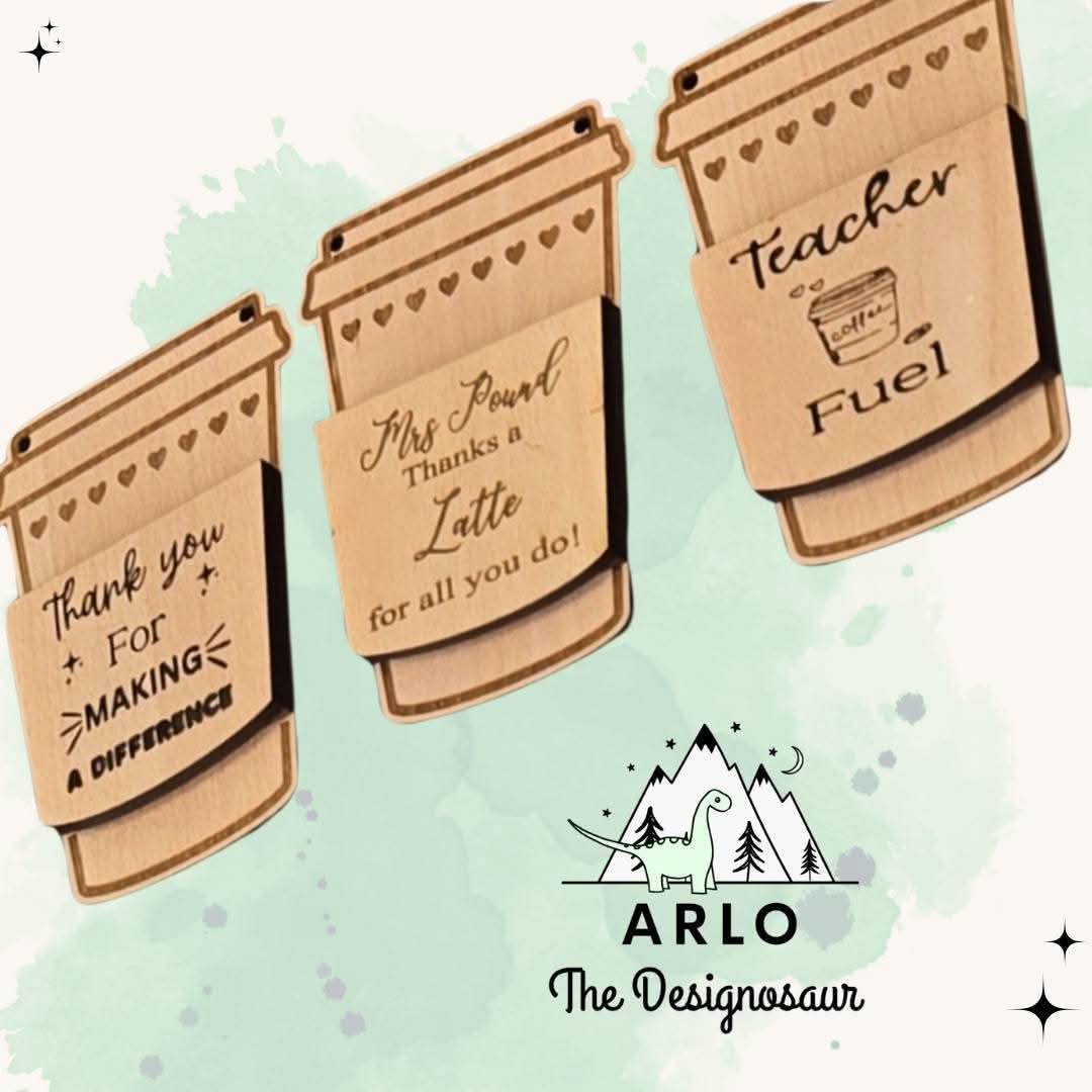 Personalised Wooden Engraved Teacher Coffee Mug Gift Card Holder
